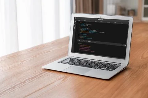 Software development programming on computer screen for modish application Foto stock