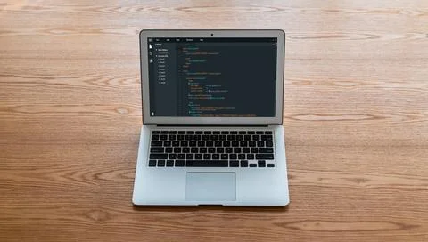 Software development programming on computer screen for modish application 写真素材
