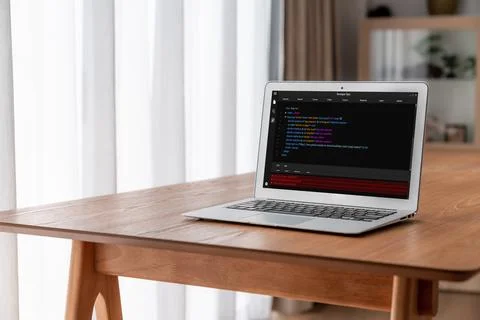 Software development programming on computer screen for modish application 스톡 사진
