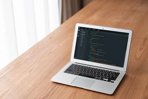 Software development programming on computer screen for modish application Foto stock