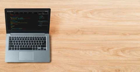 Software development programming on computer screen for modish application 스톡 사진