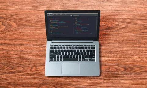 Software development programming on computer screen for modish application 写真素材