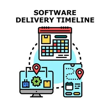 Software development project delivery timeline planning Illustrazione stock