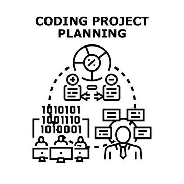 Software development project planning and team collaboration Stock Illustration