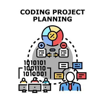 Software development project planning and team collaboration Stock Illustration