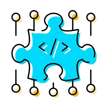 Software development puzzle piece finding solution concept Иллюстрация