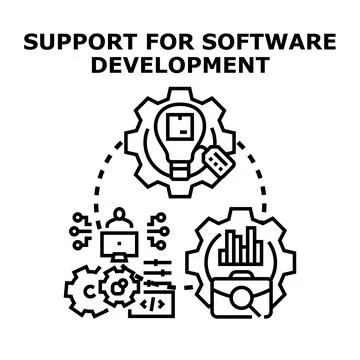 Software development support process with business solutions 스톡 일러스트