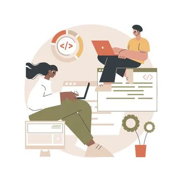 Software development team abstract concept vector illustration. Stock Illustration