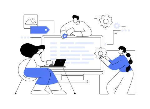 Software development team abstract concept vector illustration. Stock Illustration