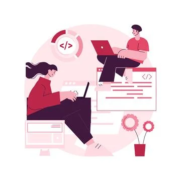 Software development team abstract concept vector illustration. Ilustração Stock