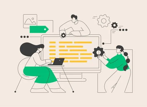 Software development team abstract concept vector illustration. Stock Illustration