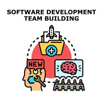 Software development team building creating innovative solutions Stock Illustration