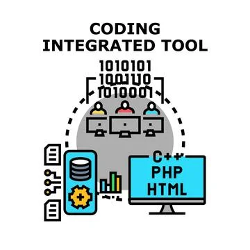 Software development team coding integrated tool process Stock Illustration