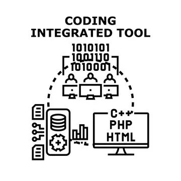 Software development team coding integrated tool process 스톡 일러스트