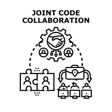 Software development team collaborating on project code Stock Illustration