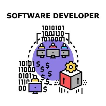 Software development team creating digital product concept Illustrazione stock