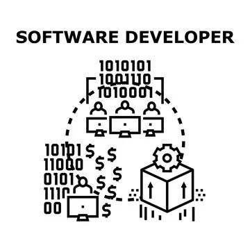 Software development team creating digital product concept Stock Illustration