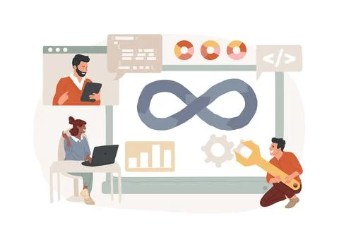 Software development team isolated concept vector illustration. Stock Illustration