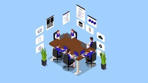Software Development Team Meeting and Web Programming Project Concept 3d an.. Stock Footage 337943169