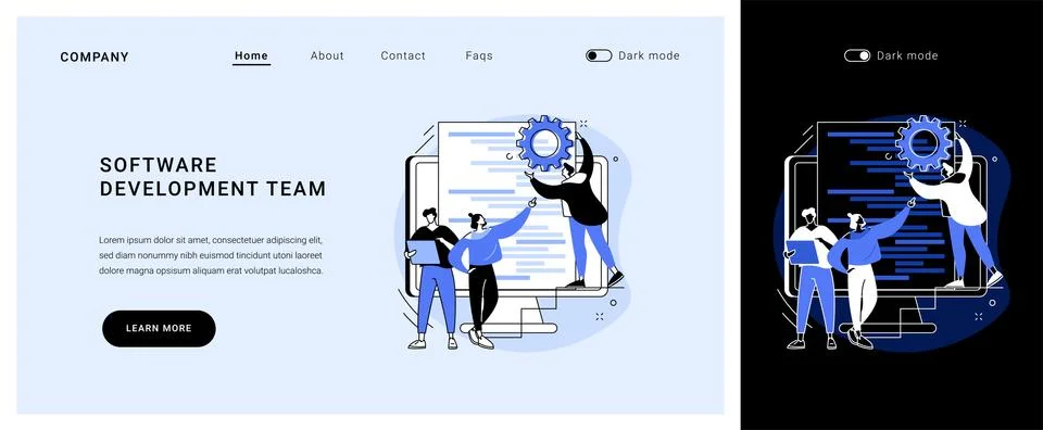 Software development team vector concept landing page. Stock Illustration