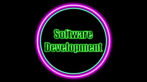 'Software Development' text animation with neon glow line. Stock Footage 282577133