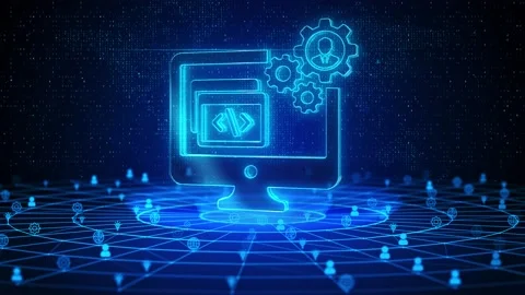 Software Development Text Future Digital Technology Ai Cyber Space deep learning Stock Footage 218132214