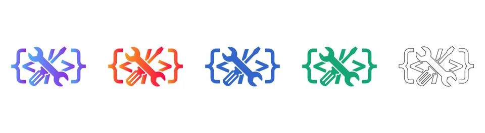 Software Development Tools Icon Set Illustrazione stock