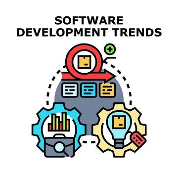Software development trends concept with agile process 库存插图