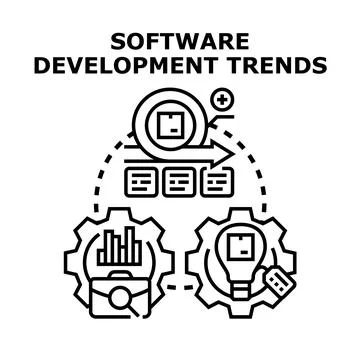 Software development trends concept with agile process Illustrazione stock