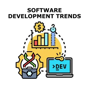 Software development trends concept analyzing business strategy Stock Illustration