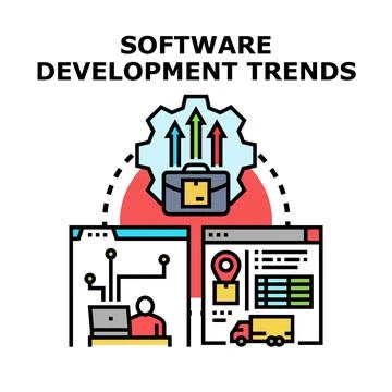 Software development trends concept with business growth and programming Stock Illustration