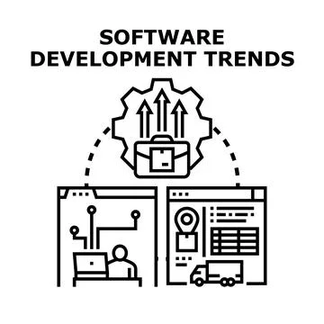 Software development trends concept with business growth and programming Illustration