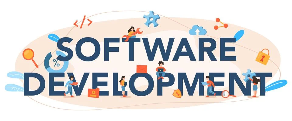 Software development typographic header. Idea of programming 스톡 일러스트