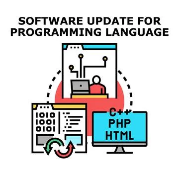 Software development update installing program language modules イラスト素材