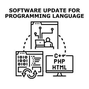 Software development update installing program language modules Stock Illustration