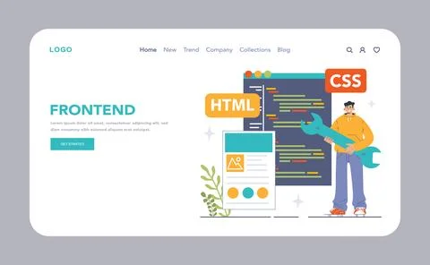 Software development web banner or landing page. Coding, 스톡 일러스트