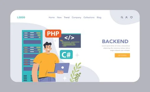 Software development web banner or landing page. Coding, Stock Illustration