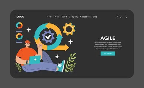 Software development web banner or landing page dark or night mode Stockillustratie