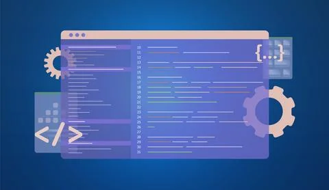 Software development web coding process concept. Computer programming Stock Illustration