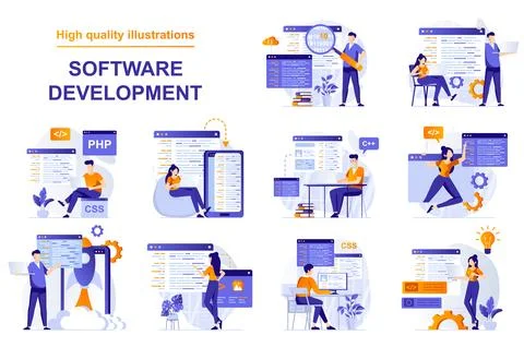 Software Development Web Illustrations Illustrazione stock