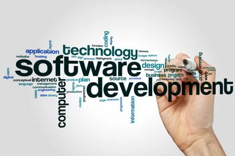 Software development word cloud Stock Photos