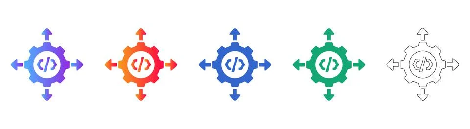 Software Development Workflow Icons Illustrazione stock