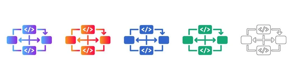 Software Development Workflow Process Icons Illustrazione stock