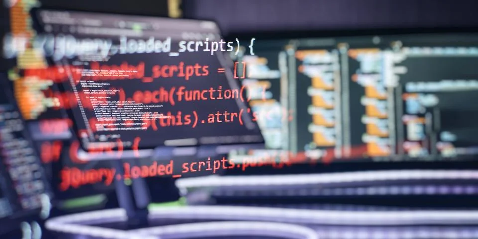 Software Development Workspace with JavaScript Code, Web Programming Scripts  Фото