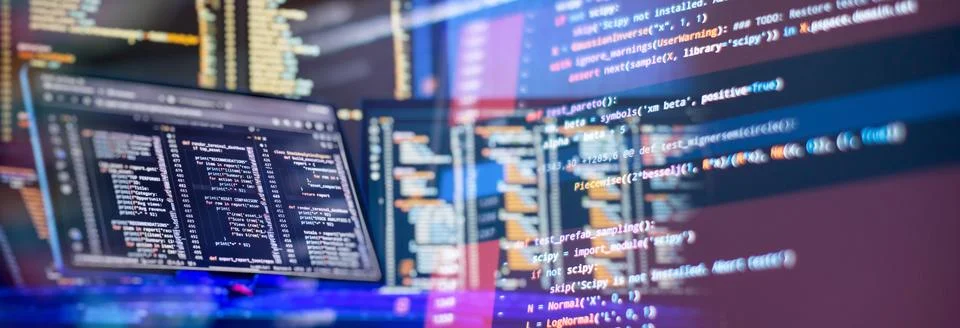 Software Development Workspace With Source Code, Debugging, Testing and Data  Stock Photos
