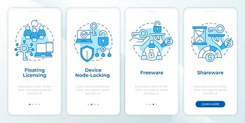 Software distribution models blue onboarding mobile app screen Stock Illustration