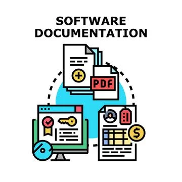 Software documentation creating, organizing, and managing process Stock Illustration