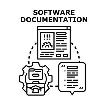 Software documentation process explaining program development Stock Illustration