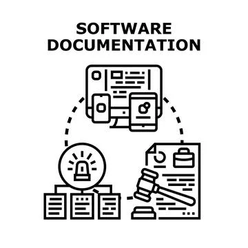 Software documentation processing business development legal concept Illustrazione stock