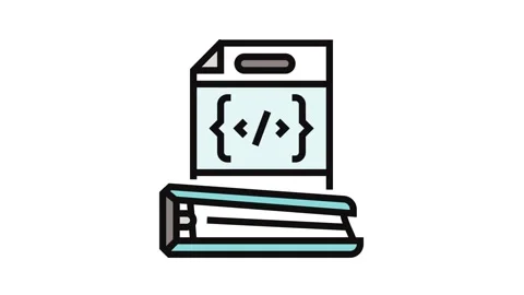 Software documentation technical writer color icon animation Stock Footage 326105835